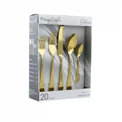 Best Pirce π MegaChef Gibbous 20-Piece Gold Stainless Steel Flatware Set (Service For 4) β