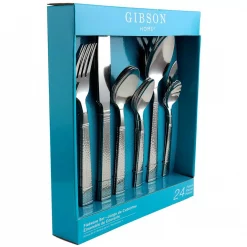 New 🤩 Gibson Prato 24-Piece Stainless Steel Flatware Set (Service For 4) 🧨