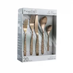 Wholesale 🔥 MegaChef La Vague 20-Piece Matte Rose Gold Stainless Steel Flatware Set (Service For 4) 👍