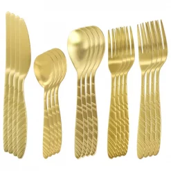 Wholesale 🛒 MegaChef La Vague 20-Piece Matte Gold Flatware Utensil Set, 18/10 Stainless Steel Silverware Metal (Service For 4) ❤️ -flatware Sales unnamed file 1217