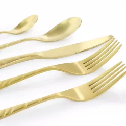 Wholesale 🛒 MegaChef La Vague 20-Piece Matte Gold Flatware Utensil Set, 18/10 Stainless Steel Silverware Metal (Service For 4) ❤️ -flatware Sales unnamed file 1220