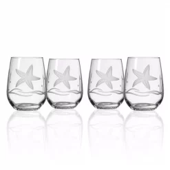 Best Pirce π Drinkware Rolf Glass Starfish 17 Oz. Clear Stemless Wine Tumbler (Set Of 4) π
