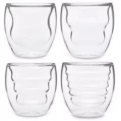 Brand new ๐ Drinkware Ozeri Curva Artisan Series 8 Oz. Double Wall Beverage Glasses And Tumblers (Set Of 4) โ๏ธ