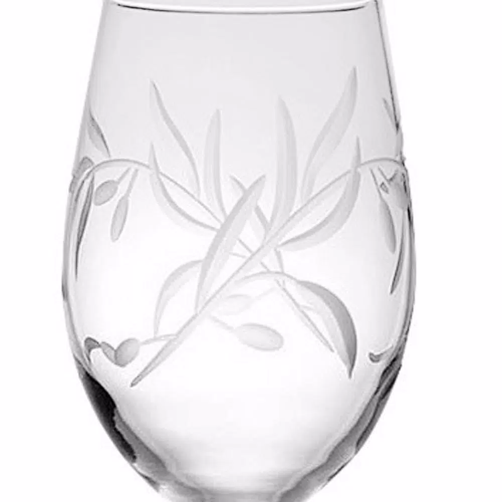 New 😉 Drinkware Rolf Glass Olive Branch 18 Oz. Clear All Purpose Wine Glass (Set Of 4) 🌟 4 New 😉 Drinkware Rolf Glass Olive Branch 18 Oz. Clear All Purpose Wine Glass (Set Of 4) 🌟 - Image 2
