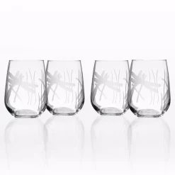 flatware Sales 35 Best deal 😉 Drinkware Rolf Glass Dragonfly 17 Oz. Clear Stemless Wine Glass (Set Of 4) 👍