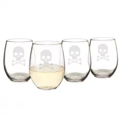 Discount 🧨 Drinkware Cathy’s Concepts Skull & Crossbones 21 Oz. Stemless Wine Glasses (Set Of 4) 🧨 -flatware Sales unnamed file 1780