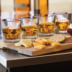 Best Sale ⌛ Drinkware Libbey Craft Spirits 5.5 Oz. Whiskey Flight Glass Set With Wood Carrier (4-Pack) 🎁