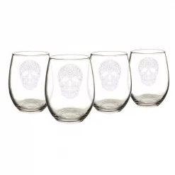 Deals 😀 Drinkware Cathy’s Concepts Sugar Skull 21 Oz. Stemless Wine Glasses ✨