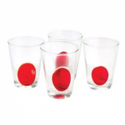 Promo 😉 Drinkware Abigails 8 Oz. 3.75 In. D X 4 In. H Clear Double Old-Fashioned With Red Dots (Set Of 4) 🔥