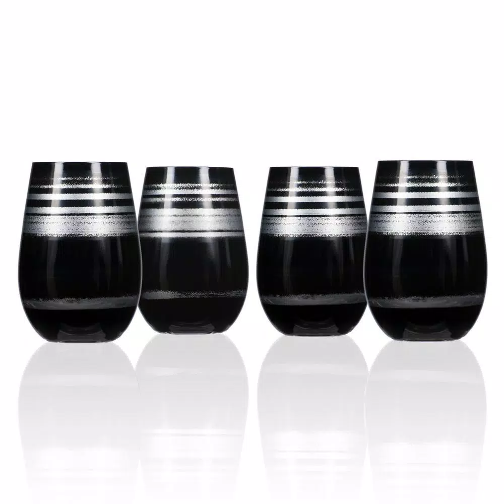 Wholesale π Drinkware Rolf Glass Cosmo 16.5 Oz. Stemless Wine Tumbler β Black/Silver (Set Of 4) π₯° 3 Wholesale π Drinkware Rolf Glass Cosmo 16.5 Oz. Stemless Wine Tumbler β Black/Silver (Set Of 4) π₯°