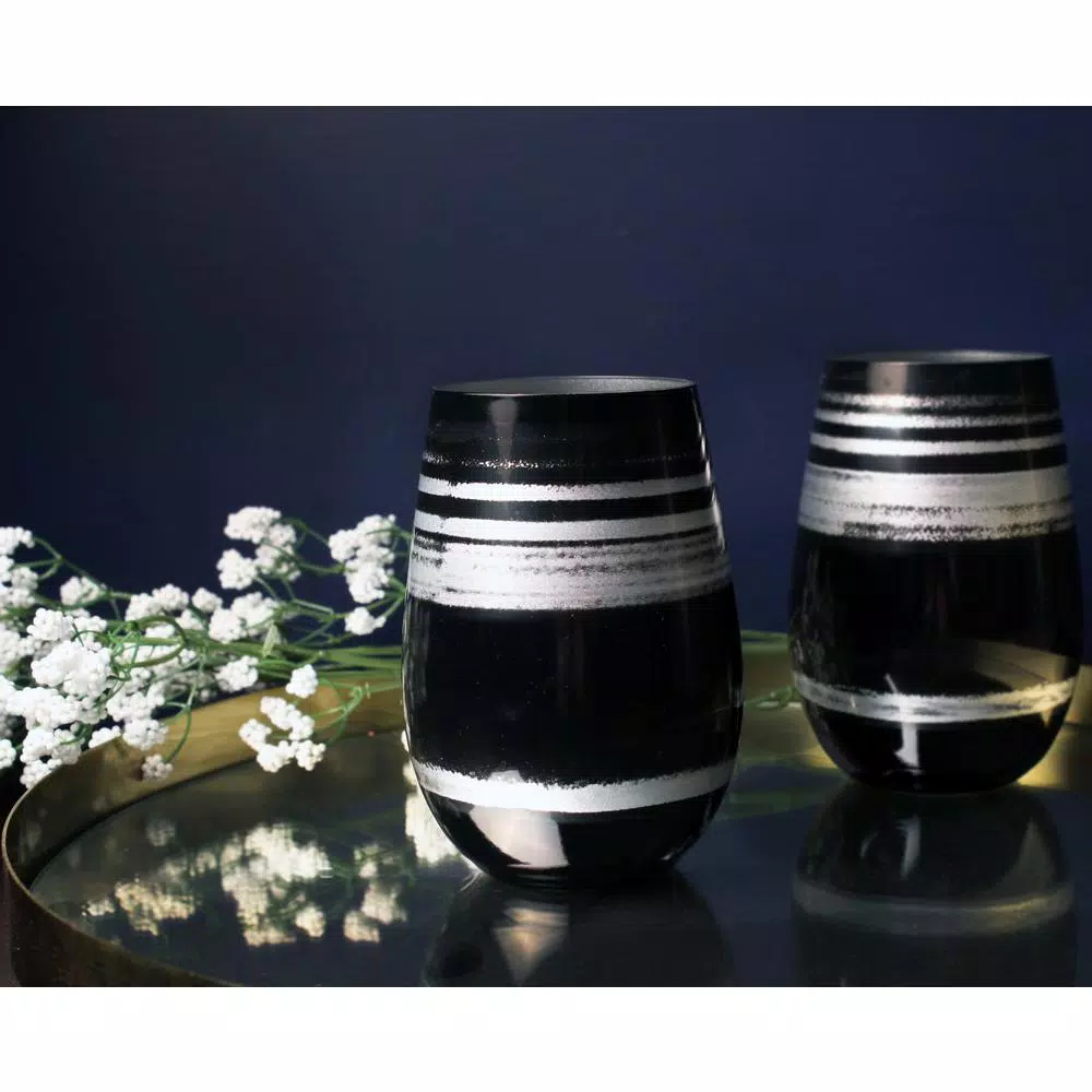 Wholesale π Drinkware Rolf Glass Cosmo 16.5 Oz. Stemless Wine Tumbler β Black/Silver (Set Of 4) π₯° 6 Wholesale π Drinkware Rolf Glass Cosmo 16.5 Oz. Stemless Wine Tumbler β Black/Silver (Set Of 4) π₯° - Image 4