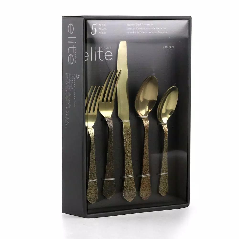 Cheapest ๐ GIBSON Elite Zambezi 5-Piece Gold ๐จ Hammer Texture Stainless Steel Flatware Set (Service For 1) ๐ 3 Cheapest ๐ GIBSON Elite Zambezi 5-Piece Gold ๐จ Hammer Texture Stainless Steel Flatware Set (Service For 1) ๐