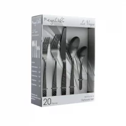 flatware Sales 27 Discount 🥰 MegaChef La Vague 20-Piece Matte Black Stainless Steel Flatware Set (Service For 4) 🌟