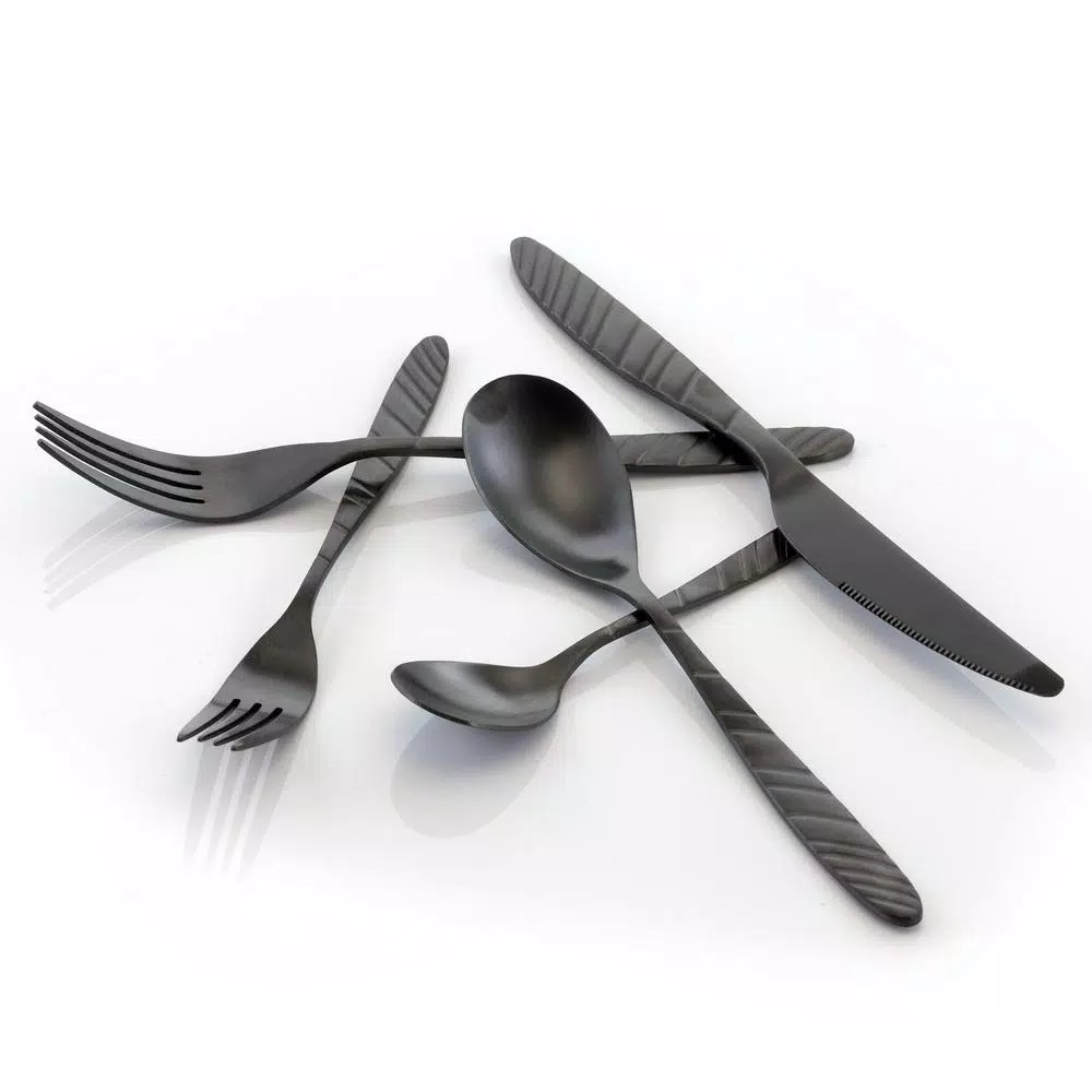 Discount π₯° MegaChef La Vague 20-Piece Matte Black Stainless Steel Flatware Set (Service For 4) π 4 Discount π₯° MegaChef La Vague 20-Piece Matte Black Stainless Steel Flatware Set (Service For 4) π - Image 2