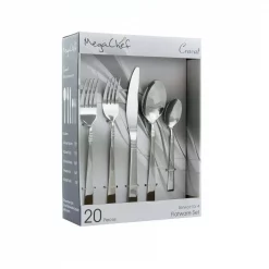Buy 🌟 MegaChef Cravat 20-Piece Silver Stainless Steel Flatware Set (Service For 4) ⭐