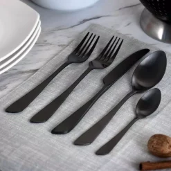 Best Sale 😍 MegaChef Gibbous 20-Piece Black Stainless Steel Flatware Set (Service For 4) 😀 -flatware Sales unnamed file 364