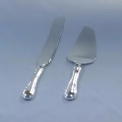 Brand new 🧨 Flatware Heim Concept 6 In. Length 2-Piece Silver Cake Server And Knife With Rim ⌛ -flatware Sales unnamed file 394