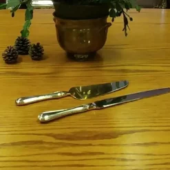 Brand new 🧨 Flatware Heim Concept 6 In. Length 2-Piece Silver Cake Server And Knife With Rim ⌛ -flatware Sales unnamed file 395