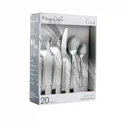 Promo 🌟 MegaChef Cravat 20-Piece Matte Silver Stainless Steel Flatware Set (Service For 4) ⭐