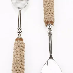Outlet 🔔 Flatware Mind Reader Silver Stainless Steel Rope Serving Salad Server Utensil Set Spoon And Fork Set (2-Piece) 🔥 -flatware Sales unnamed file 845