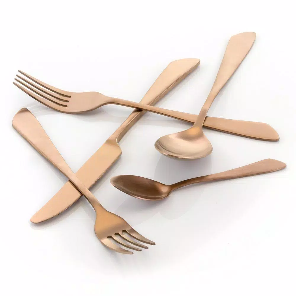 Wholesale π MegaChef Gibbous 20-Piece Rose Gold Matte Stainless Steel Flatware Set (Service For 4) π€© 4 Wholesale π MegaChef Gibbous 20-Piece Rose Gold Matte Stainless Steel Flatware Set (Service For 4) π€© - Image 2